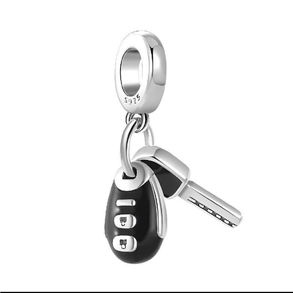 Key Fob and Car Keys Dangle Charm S925 Sterling Silver